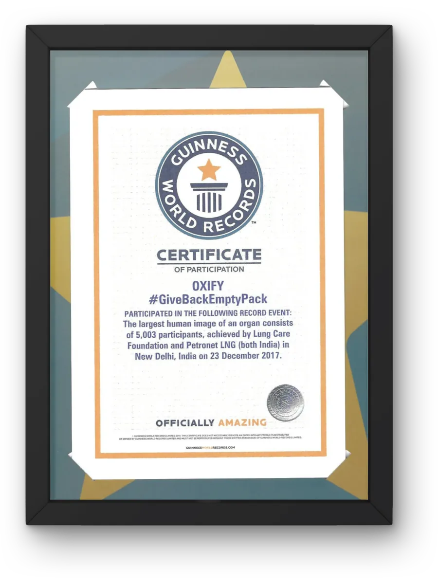 Framed Guinness World Records certificate for the largest human image of an organ.