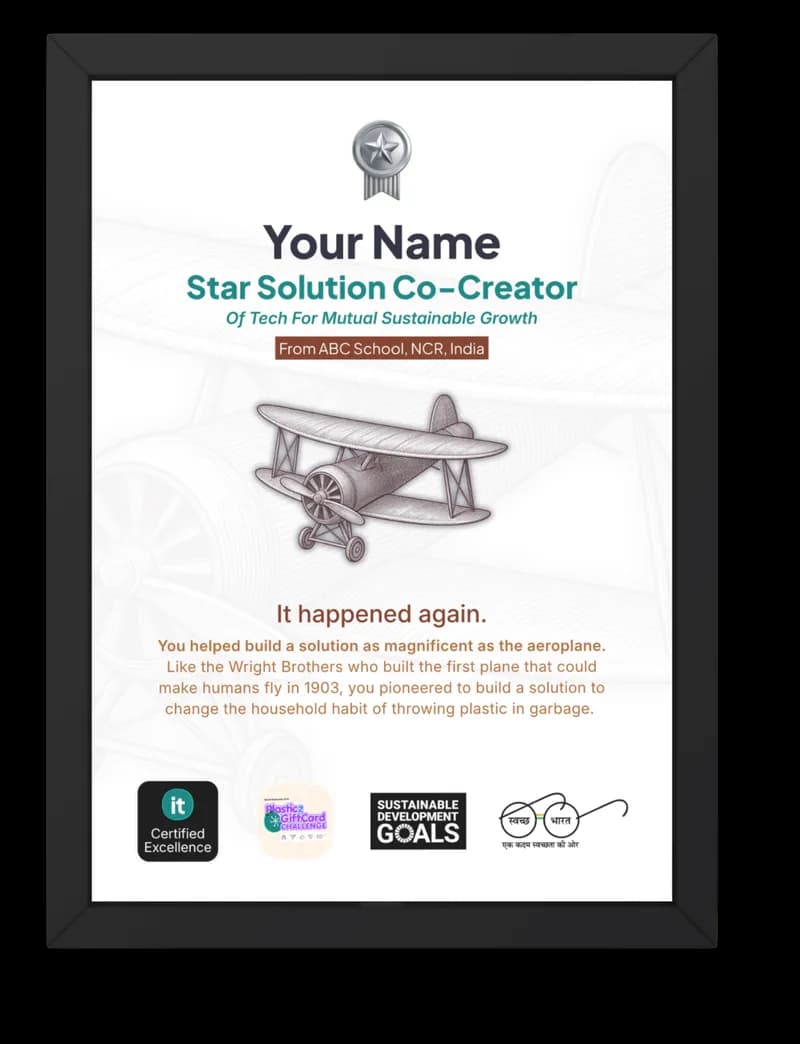 Framed certificate, Star Solution Co-Creator.