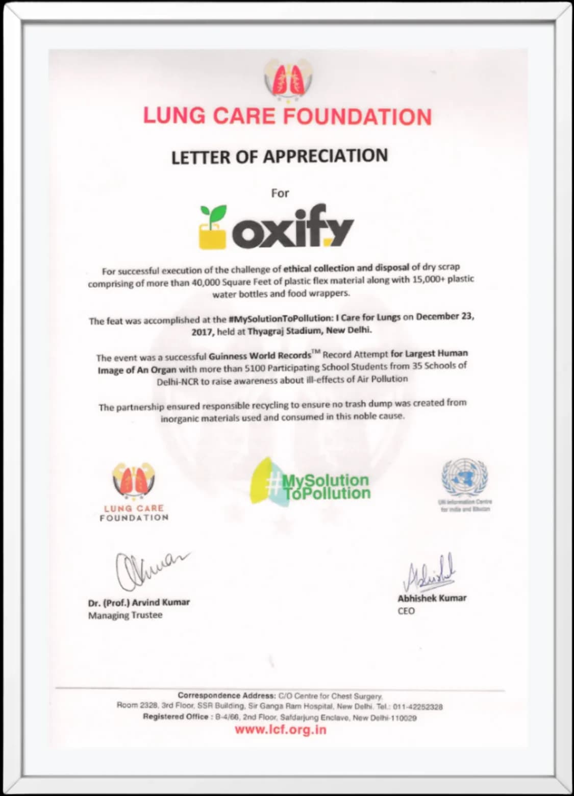 Certificate Lung Care